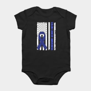 Colon Cancer Awareness Usa American Flag Baby Bodysuit